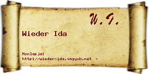 Wieder Ida névjegykártya